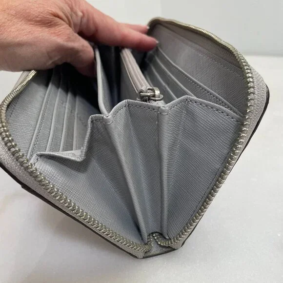 Coach Gray Snakeskin Leather Accordion Style Zip Around Wallet - Picture 13 of 16